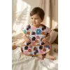 WoolyJoy Renkli Koyun Desenli Leke Tutmaz Sıvı Geçirmez Cepli Bebek Mama Önlüğü - BLW Uyumlu Kolsuz Smock 6-24 Ay