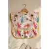 Safari Desenli Sıvı Geçirmez Cepli Bebek Mama Önlüğü - Kolsuz BLW Dostu Leke Tutmaz Silinebilir Premium Kumaş 6-24 Ay
