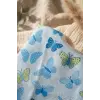 Aura Butterfly Mavi Kelebek Desenli Sıvı Geçirmez Uzun Kollu Bebek Mama ve Etkinlik Önlüğü - Leke Tutmaz BLW Dostu 6-24 Ay