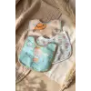 Little Gentleman Serisi 3lü Lüks Pamuklu Bebek Mama Önlüğü - Mint Yeşili ve Bej Ayıcık Desenli Sıvı Geçirmez Ayarlanabilir Çıtçıtlı Set 0-12 Ay