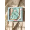 Little Gentleman Serisi 3lü Lüks Pamuklu Bebek Mama Önlüğü - Mint Yeşili ve Bej Ayıcık Desenli Sıvı Geçirmez Ayarlanabilir Çıtçıtlı Set 0-12 Ay