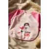 Super Girl Desenli Sıvı Geçirmez Uzun Kollu Bebek Mama ve Aktivite Önlüğü - Pembe Puantiyeli BLW Uyumlu 6-18 Ay