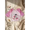 Super Girl Desenli Sıvı Geçirmez Uzun Kollu Bebek Mama ve Aktivite Önlüğü - Pembe Puantiyeli BLW Uyumlu 6-18 Ay