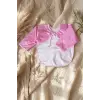 Super Girl Desenli Sıvı Geçirmez Uzun Kollu Bebek Mama ve Aktivite Önlüğü - Pembe Puantiyeli BLW Uyumlu 6-18 Ay
