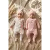 Çiçek Desenli % 100 Pamuk Kız Bebek 4lü Tulum Takımı