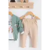 Forest Hırkalı Yeşil 3lü Bebek Takımı % 100 Pamuk