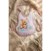 Ekose Pembe Bear Desenli Sıvı Geçirmez Armut Önlük Boyundan ve Belden Bağlamalı 6-18 Ay