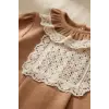 Kız Bebek Tarçın Dantel Yakalı Hastane Çıkışı ve Ekru Fitilli 5li Boho Set - %100 Yumuşak Pamuk