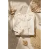 Kız Bebek Tarçın Dantel Yakalı Hastane Çıkışı ve Ekru Fitilli 5li Boho Set - %100 Yumuşak Pamuk