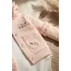 Bebek Pudra Pembesi Fırfırlı Sincap Nakışlı 3lü Takım - Pamuklu Kapüşonlu Hırka, Body ve Ribana Pantolon Seti 3-12 Ay