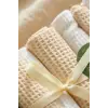 Begi Forever New 7li Organik Pamuk Müslin Ağız Bezi - Pastel Mint & Bej Waffle Dokulu Premium Hediye Kutulu