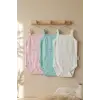 3lü Set Bebek Pamuklu İnce Askılı Body - Nefes Alan Jakarlı Dokulu Yazlık Zıbın Takımı (Pembe, Beyaz, Mint)