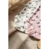 2li Bebek Kolsuz Body Seti - %100 Pamuklu Nefes Alan Pointelle Dokulu Tavşan Desenli Zıbın Takımı - Pembe & Beyaz