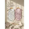 2li Bebek Kolsuz Body Seti - %100 Pamuklu Nefes Alan Pointelle Dokulu Tavşan Desenli Zıbın Takımı - Pembe & Beyaz