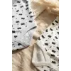 2li %100 Pamuklu Kolsuz Bebek Zıbın Takımı - Maske Desenli Gri ve Ekru Unisex Bebek Body Seti