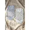 2li %100 Pamuklu Kolsuz Bebek Zıbın Takımı - Maske Desenli Gri ve Ekru Unisex Bebek Body Seti