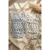 2li %100 Pamuklu Kolsuz Bebek Zıbın Takımı - Maske Desenli Gri ve Ekru Unisex Bebek Body Seti