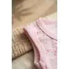 Kız Bebek Pembe Ayıcık ve Yıldız Desenli 2li Kolsuz %100 Pamuklu Zıbın Body Takımı