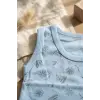 Bebek Açık Mavi Nautical Desenli Kolsuz %100 Pamuklu Çıtçıtlı Zıbın - Marin Serisi