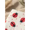 2li %100 Pamuklu Bebek Bandana Fular Önlük Seti - Canlı Kırmızı ve Uğur Böceği Desenli Çıtçıtlı Salya Önlüğü