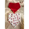 2li %100 Pamuklu Bebek Bandana Fular Önlük Seti - Canlı Kırmızı ve Uğur Böceği Desenli Çıtçıtlı Salya Önlüğü