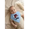 Little Man Baskılı 2li Erkek Bebek Bandana Fular Seti - %100 Yumuşak Pamuk, Mavi ve Krem Kombinli