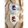Little Man Baskılı 2li Erkek Bebek Bandana Fular Seti - %100 Yumuşak Pamuk, Mavi ve Krem Kombinli