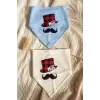 Little Man Baskılı 2li Erkek Bebek Bandana Fular Seti - %100 Yumuşak Pamuk, Mavi ve Krem Kombinli