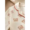 Milo Bear Bebek ve Çocuk Fitilli Pijama Takımı - Kırmızı Biyeli Ayıcık Baskılı Pamuklu Kaşkorse Takım