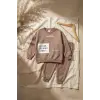 Action Street Çocuk Unisex Kahverengi Pamuklu Oversize Sweatshirt ve Jogger Eşofman Takımı