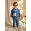 Action Street Çocuk Unisex Kahverengi Pamuklu Oversize Sweatshirt ve Jogger Eşofman Takımı