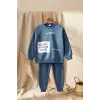 Action Street Çocuk Unisex Kahverengi Pamuklu Oversize Sweatshirt ve Jogger Eşofman Takımı