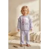 Kız Çocuk Kind Nature Baskılı Fırfır Detaylı Lila Eşofman Takımı - Pamuklu Rahat Kesim İki İplik Set
