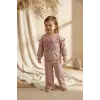 Kız Çocuk Kind Nature Baskılı Fırfır Detaylı Somon Eşofman Takımı - Pamuklu Rahat Kesim İki İplik Set