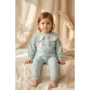Kız Çocuk Mint Yeşili Çilek Nakışlı Bebe Yaka Sweatshirt ve Eşofman Altı Premium Pamuklu İkili Takım