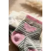 Luvy Soft 3lü Paket Pamuklu 0-6 Ay Kız Bebek Çorap Seti - Kalp ve Çizgili Desenli Antialerjik Yumuşak Doku