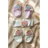 Pina Bloom Kristal Taşlı Ananas Figürlü Bebek Çorap ve Bandana Seti 0-6 Ay - 3 Parça Lüks Newborn Hediye Seti