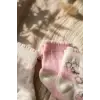 Pamuklu, Fırfırlı ve Ayıcık Nakışlı 3lü Kız Bebek Çorap Seti 0-6 Ay- Pudra Pembe & Beyaz