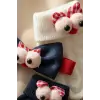 Bubbly Tots 3 Parça Bebek Aksesuar Seti - Lacivert ve Beyaz 3D Karakterli Pamuklu Bebek Çorabı ve Fiyonk Kombini