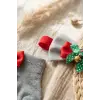 Merry Bells 3lü Yılbaşı Bebek Seti - Kırmızı ve Gri Fiyonklu Çıngıraklı Çorap & Fiyonk Kombini - Yenidoğan ve Bebek Hediye Seti
