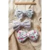 3lü Bebek ve Çocuk Pamuklu Fiyonk Bandana Seti - Yumuşak Dokulu Floral ve Kedi Desenli Saç Aksesuarı