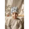 Unisex Siyah Beyaz Tipografik Desenli Pamuklu Slouchy Bere Şapka - Modern Sokak Stili Tasarım 2-4 Yaş