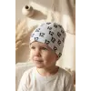 Unisex Beyaz 12 Tipografik Desenli Pamuklu Slouchy Bere Şapka - Modern Sokak Stili Tasarım 2-4 Yaş