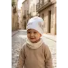Nova Street Beyaz Pamuklu Bere - Gümüş Metalik Baskılı Hip-Hop Tarzı Unisex Modern Şapka 2-4 Yaş
