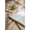 Nova Street Beyaz Pamuklu Bere - Gümüş Metalik Baskılı Hip-Hop Tarzı Unisex Modern Şapka 2-4 Yaş