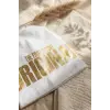 Nova Street Beyaz Pamuklu Bere - Gold Metalik Baskılı Hip-Hop Tarzı Unisex Modern Şapka 2-4 Yaş