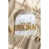 Nova Street Beyaz Pamuklu Bere - Gold Metalik Baskılı Hip-Hop Tarzı Unisex Modern Şapka 2-4 Yaş