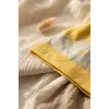 Nova Street Beyaz Pamuklu Bere - Sarı Gold Baskılı Hip-Hop Tarzı Unisex Modern Şapka 2-4 Yaş