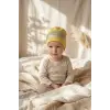 Nova Street Beyaz Pamuklu Bere - Sarı Gold Baskılı Hip-Hop Tarzı Unisex Modern Şapka 2-4 Yaş