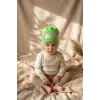 Nova Street Beyaz Pamuklu Bere - Yeşil Metalik Baskılı Hip-Hop Tarzı Unisex Modern Şapka 2-4 Yaş